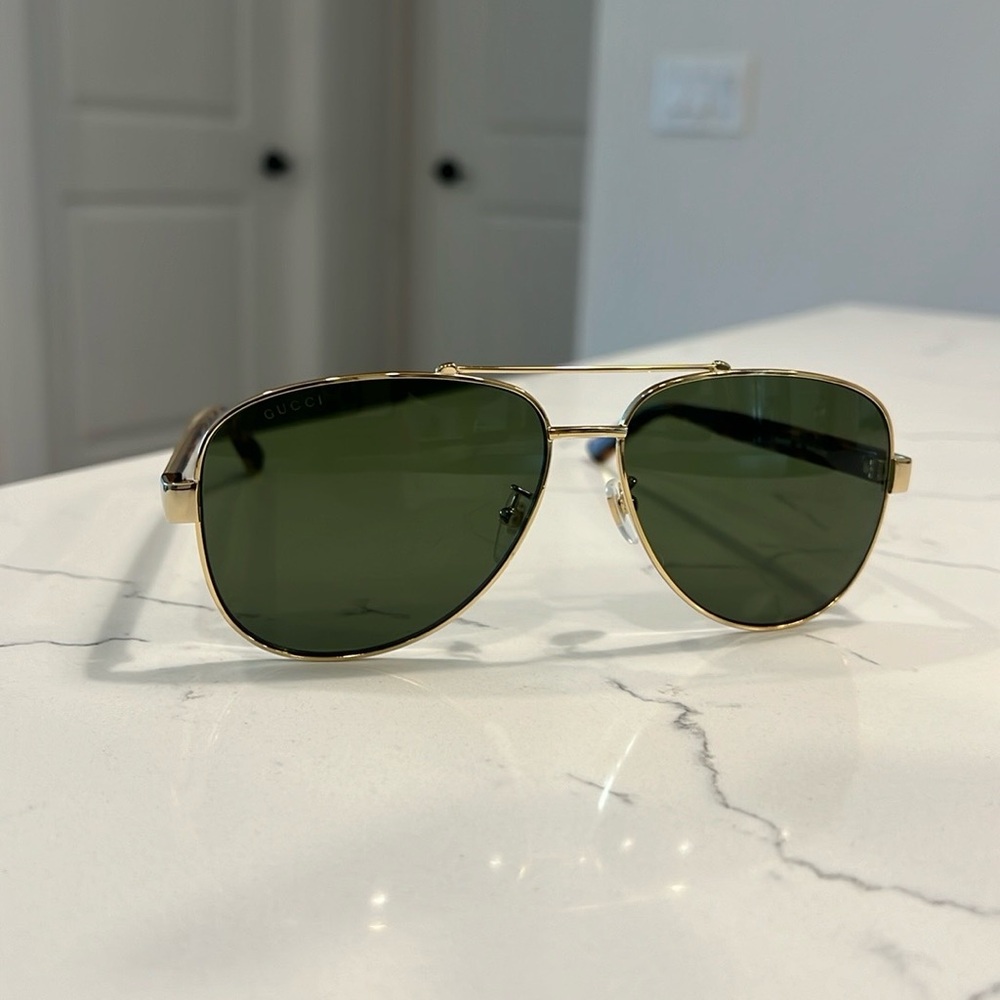 Gucci Aviator Green Lens Sunglasses